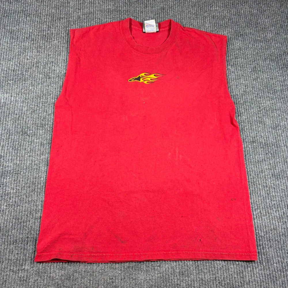 Alpinestars Racing Ahead Mens Large Red Sleeveless Flame Logo Graphic T-Shirt